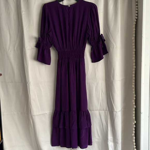 LaRoque Original Purple Silk Ruffle Midi Dress Size XS - Picture 3 of 4